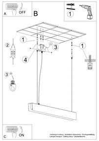 Sollux SL.1395 - LED Csillár zsinóron SPARK 1xG13/8,5W/230V fekete
