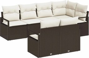 vidaXL Kanapé Szett párnával 7 pcs Barna polirattan