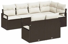 vidaXL Kanapé Szett párnával 7 pcs Barna polirattan