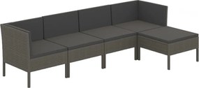 vidaXL 5 részes szürke polyrattan kerti ülőgarnitúra párnákkal