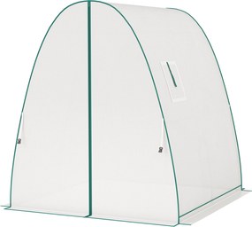 Outsunny Üvegház Roll-up Ajtóval, 2 Ablakkal, Télálló Műanyag Üvegház Acélból, Üvegház Erkélyre, Kertbe, Paradicsomház 180 x 180 x 200 cm, Paradicsom