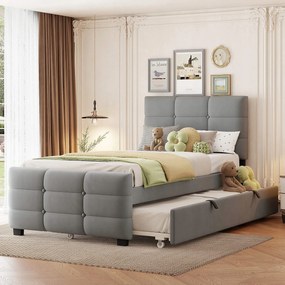 Kárpitozott ágy Gyerekágy Húzza ki az ágyat 90x190cm szürke