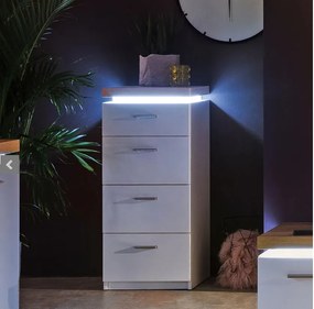 Cali 4 fiókos komód fehér - wotan tölgy