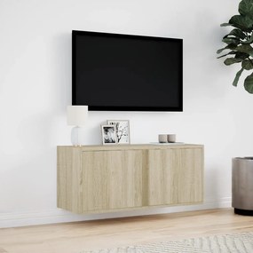 sonoma tölgy színű fali TV-szekrény LED-ekkel 80x31x35 cm