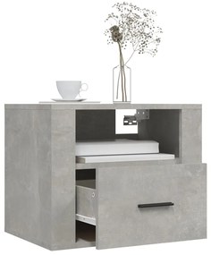 2 db betonszürke falra szerelhető éjjeliszekrény 50x36x40 cm