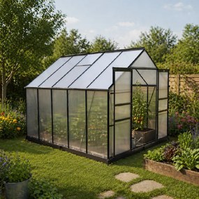 Furnigo Kerti üvegház 310x250x195 cm + alap - fekete