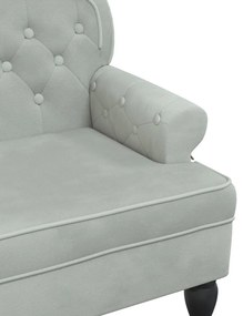 világosszürke bársony pad háttámlával 119,5 x 64,5 x 75 cm