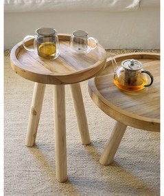 Natúr színű teakfa kerek dohányzóasztal ø 55 cm Glenda – Kave Home