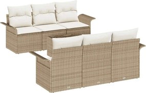 vidaXL Kerti Kanapé Szett párnával 7 pcs Beige és krém polirattan