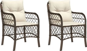 vidaXL 2 db barna polyrattan kerti szék párnával