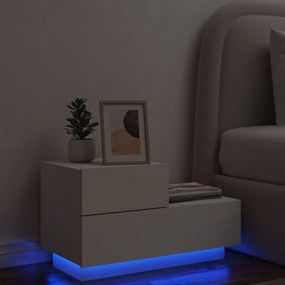 Fehér éjjeliszekrény LED-világítással 70 x 36 x 40,5 cm