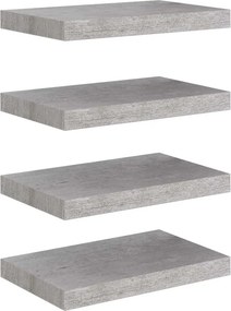 vidaXL 4 db betonszürke MDF lebegő fali polc 40 x 23 x 3,8 cm
