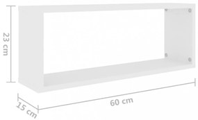 6 db fehér szerelt fa négyszögű fali polc 60 x 15 x 23 cm