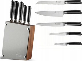 Funkcionális Konyhai Kés Készlet Állvány Fa 5 El.+ Állvány Edenberg 937