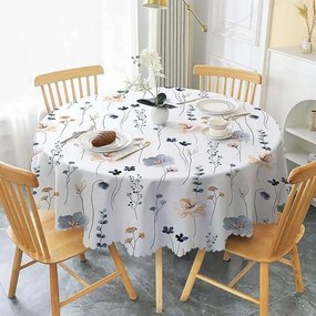 Abrosz kerek dekoratív asztalra, vízálló, virág motívummal 150 cm