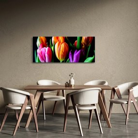 Tulipánok képe fekete alapon (120x50 cm)