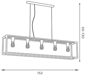 Csillár zsinóron FRAME 5xE27/60W/230V fekete