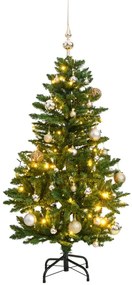 csuklópántos műkarácsonyfa 150 LED-del és gömbökkel 120 cm