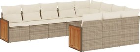 vidaXL 10 részes bézs polyrattan kerti ülőgarnitúra párnával
