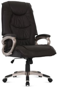 Scaun pivotant de birou modern cu tapițerie din piele ecologică maro închis KA-Y293