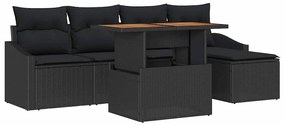 vidaXL Kert étkező szett párnával 6 pcs Fekete és Barna
