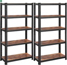Polcos állvány, salgópolc, 130kg polconkénti teherbírással, fekete 150x75x30cm