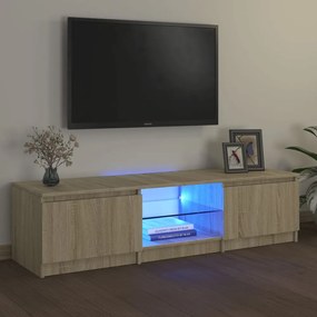 sonoma tölgy színű TV-szekrény LED lámpákkal 140x40x35,5 cm