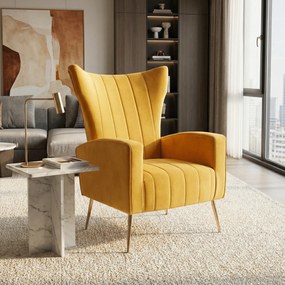 Relaxfotel, sárga Velvet szövet, BARET