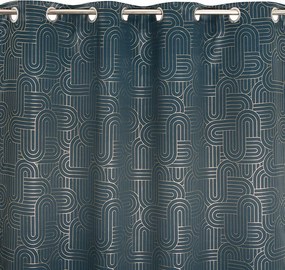 Függöny Lliope kék jacquard kész függöny karikák 135x260