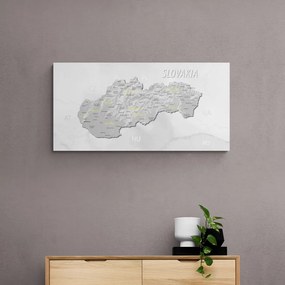 Obraz na korku decentná šedo-žltá mapa Slovenska