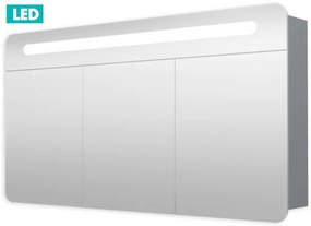 Tükrös szekrény 120 cm, 3 ajtós, LED világítás, aljzat+kapcsoló, IP44 GALPIR120LED