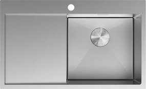 Mexen Exar rozsdamentes acél mosogató 1 medencével, csepegtetővel, jobb oldali, 780 x 480 mm, inox - 6434781010P-01
