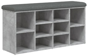 betonszürke szerelt fa cipőtároló pad 102 x 32 x 50 cm