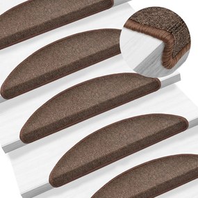 10 db lépcsőszőnyeg 56 x 17 x 3 cm kávébarna félkör alakú lépcsőszőnyeg