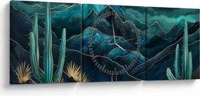 Kép - Türkiz éjszaka (órával) (90x30 cm)