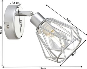 Fali lámpa, ezüst/fém, OKIRA TYP 2