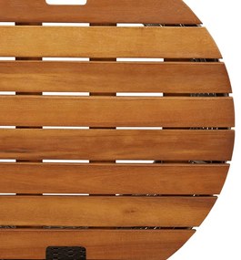 2 db szürke polyrattan kerti kisasztal fa asztallappal