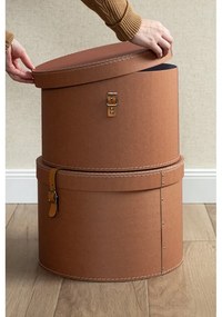 Barna fedeles dekoratív karton tárolódoboz szett 2 db-os ø 37,5x25 cm Rut Restore Paper Laminate – Bigso