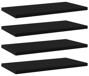 4 db fekete szerelt fa könyvespolc 40 x 20 x 1,5 cm
