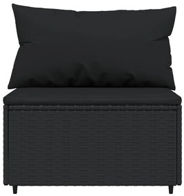 3 részes fekete polyrattan kerti ülőgarnitúra párnákkal