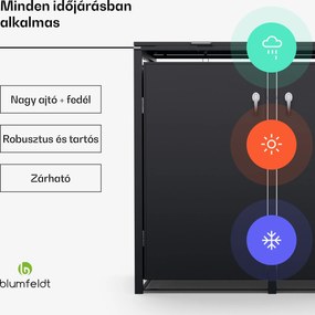 Blumfeldt BinSafe, szemétkosár tároló doboz, 2 szemétkosár, 240 l, zárható, időjárásálló horganyzott acél