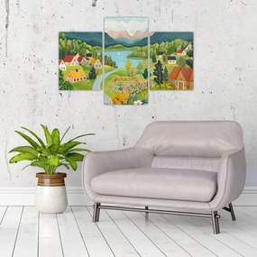 Kép - Falu a hegyekben (90x60 cm)