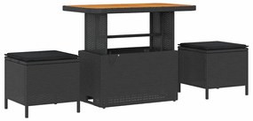 vidaXL Kert étkező szett Fekete polirattan