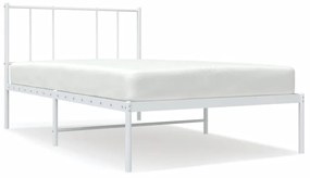 fehér fém ágykeret fejtámlával 100x200 cm