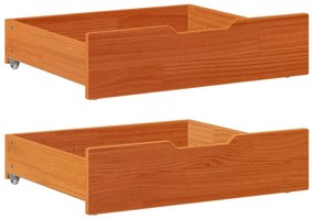 2 db viaszbarna tömör fenyőfa ágy alatti fiók 75 x 55 x 16 cm