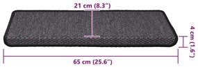15 db szizál hatású antracitszürke lépcsőszőnyeg 65x21x4 cm