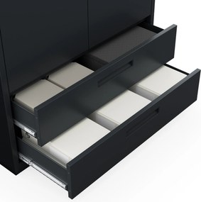 Moduláris többfunkciós fém szekrény két fiókkal antracit MEGAN 1950 x 900 x 400 mm