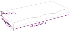 kezeletlen tömör tölgyfa fali polc 80x40x(2-6) cm
