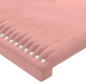 rózsaszín bársony LED-es fejtámla 160x5x118/128 cm