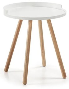 Bruk fehér tárolóasztal fa lábakkal - Kave Home